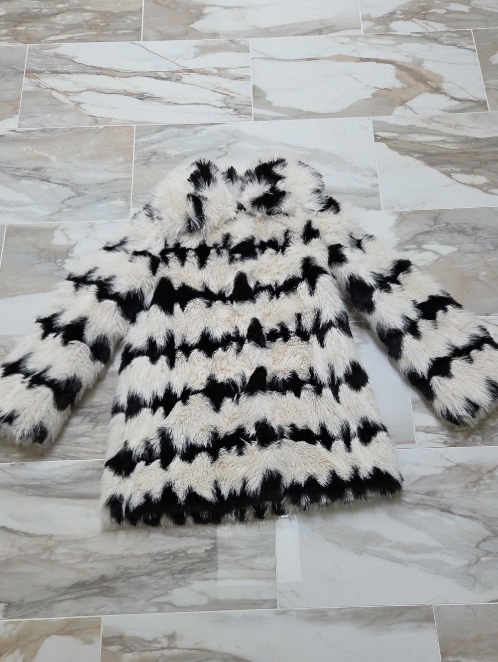 Joseph Ribkoff Black & White Faux Fur  Coat